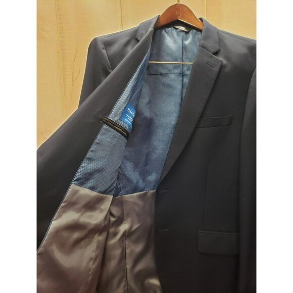 Haggar Active Series Blazer 42R Navy Tailored Fit Polyester Blend Double Vent - Picture 3 of 12